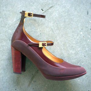 Fluevog Ghali - Burgundy & Gold Mary Jane